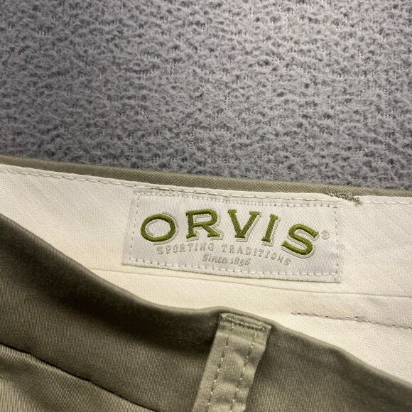 ORVIS Men's Dress Pants Size 34 Green Flat Front,Pockets,Preppy - Picture 9 of 15